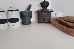 blat kuchenny i ściana wykończona mikrocementem, bezfugowo